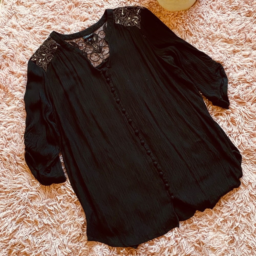 Torrid Black Sequins Blouse